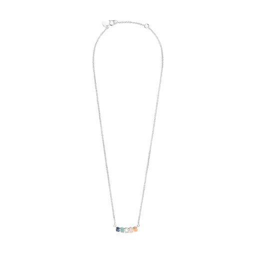 Mini Color Necklace in Silver with Gems
