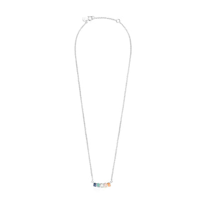 Mini Color Necklace in Silver with Gems