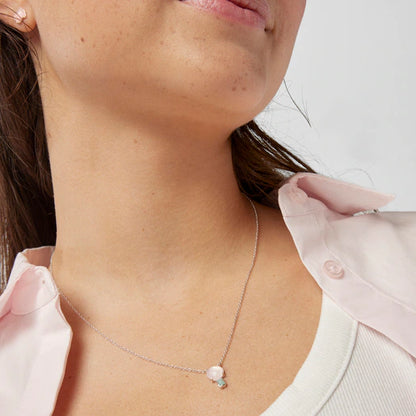 Mini Color Necklace in Silver with Pink Quartz and Amazonite