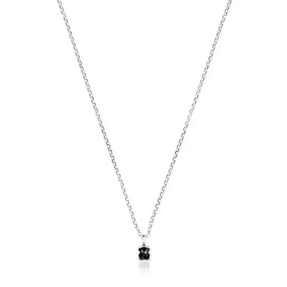 Mini Onix Necklace in Silver with Onyx 0,4cm.