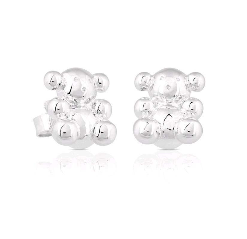 Silver Bubble Bear Earrings