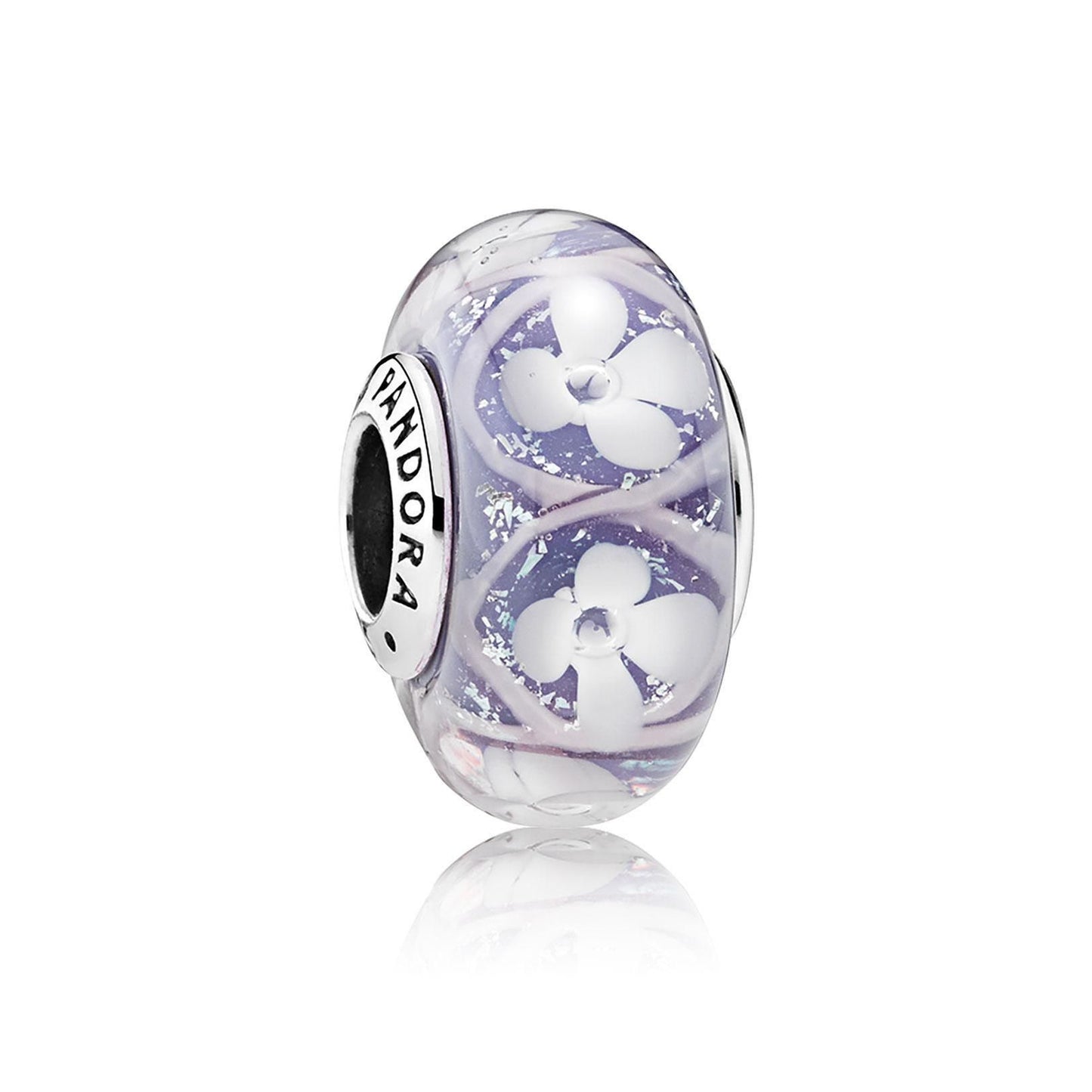 Purple Field of Flowers Murano Glass Charm