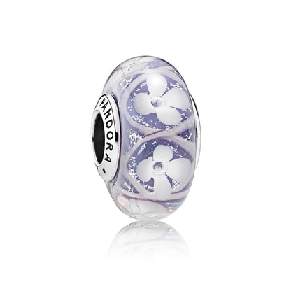 Purple Field of Flowers Murano Glass Charm