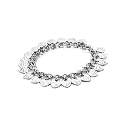 Multi-heart Tag Bracelet in Silver
