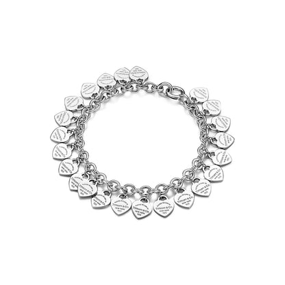 Multi-heart Tag Bracelet in Silver