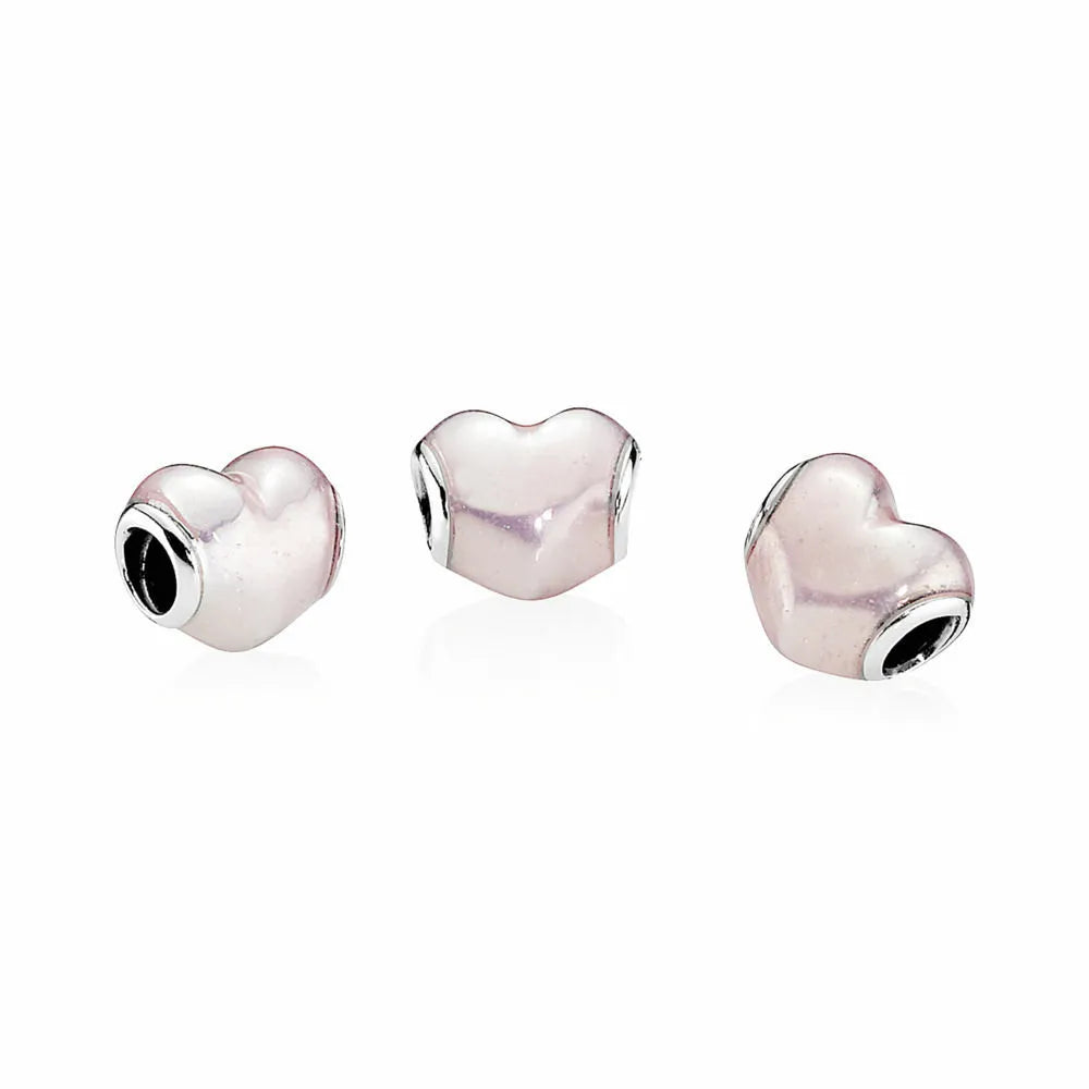 Glittering Heart Charm with Soft Pink Enamel