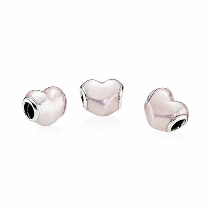 Glittering Heart Charm with Soft Pink Enamel