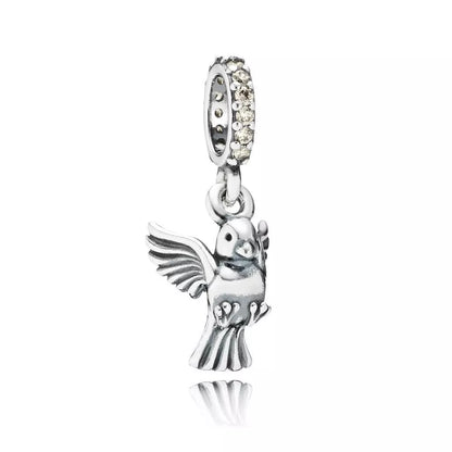Dove of Peace Dangle Charm with Champagne Zirconia