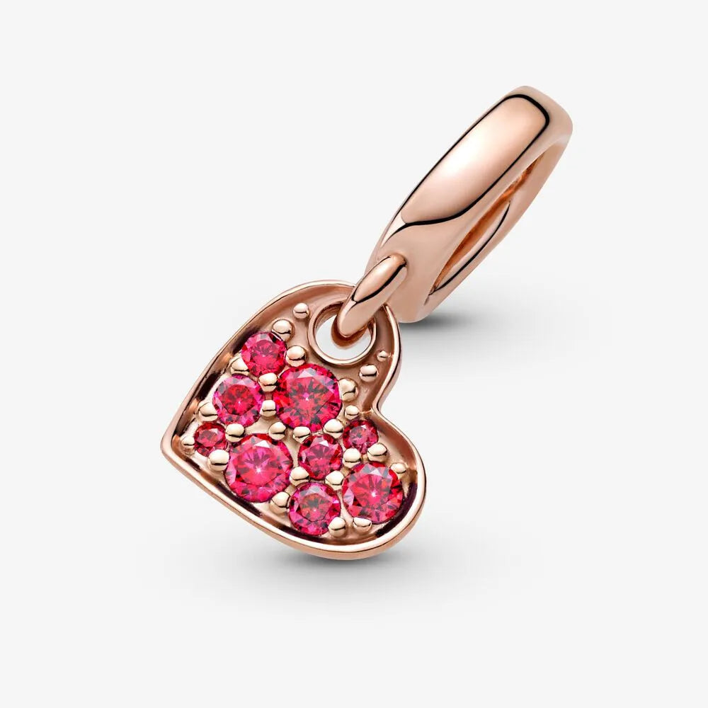Ruby Red Freehand Heart Dangle Charm