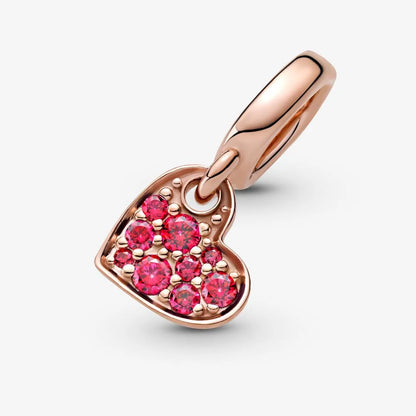 Ruby Red Freehand Heart Dangle Charm