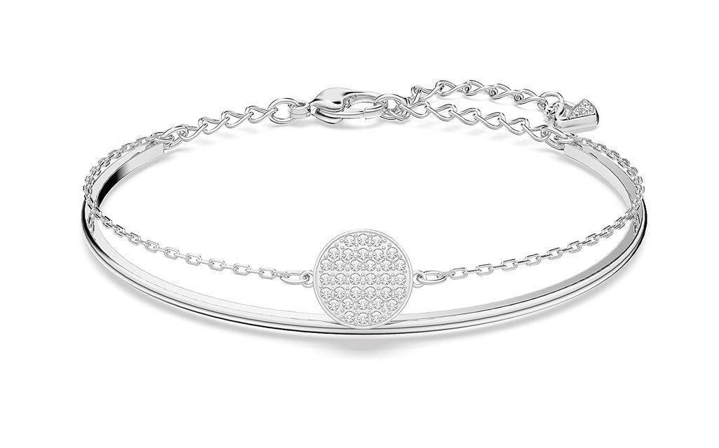Ginger Bangle, White, Rhodium Plating 5.9/4.5 cm