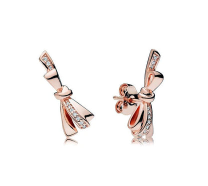 Rose Gold Gorgeous Bow Stud Earrings