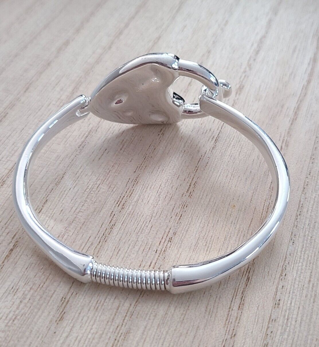 Heart Lock Hinged Bracelet Silver-Plated Heart Bead