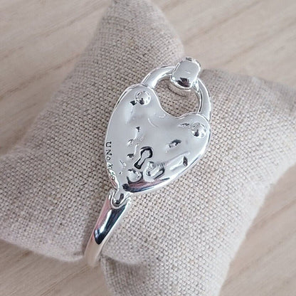 Heart Lock Hinged Bracelet Silver-Plated Heart Bead