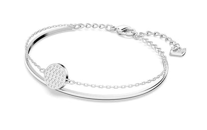 Ginger Bangle, White, Rhodium Plating 5.9/4.5 cm