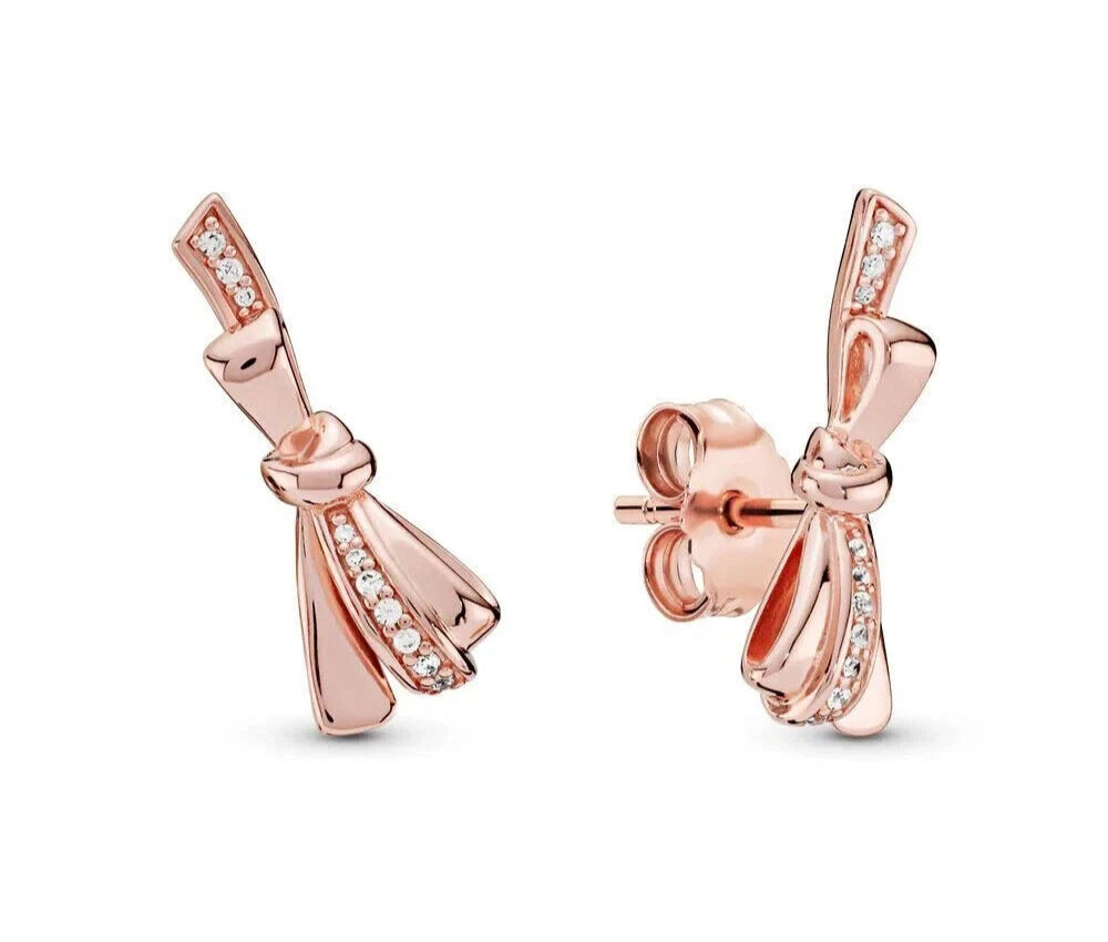 Rose Gold Gorgeous Bow Stud Earrings