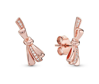 Rose Gold Gorgeous Bow Stud Earrings