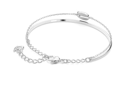 Ginger Bangle, White, Rhodium Plating 5.9/4.5 cm