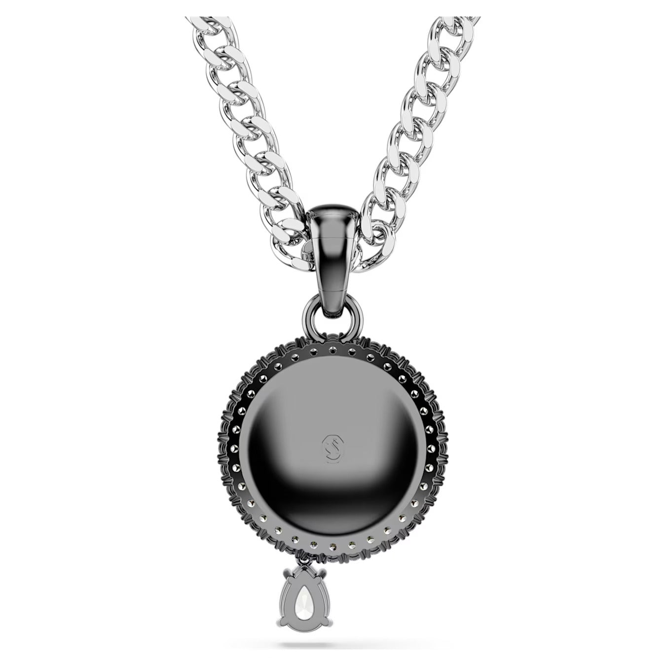Swan pendant necklace 42 - 49 cm, Swan, Gray, Rhodium plated