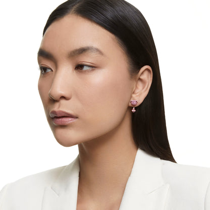 Teddy earring jackets Bear, Pink, Rose gold-tone plated