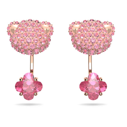 Teddy earring jackets Bear, Pink, Rose gold-tone plated