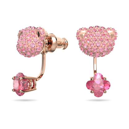 Teddy earring jackets Bear, Pink, Rose gold-tone plated