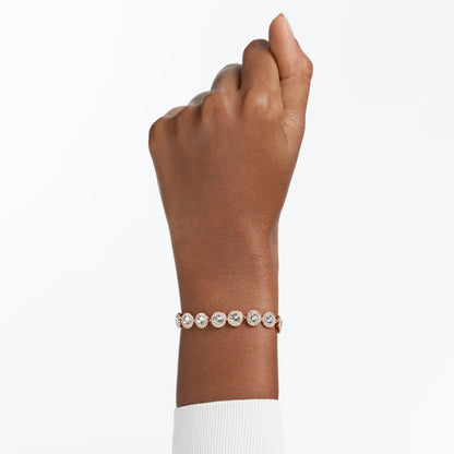 Una Angelic bracelet, Round cut, Pavé, Medium, White, Rose gold-tone plated