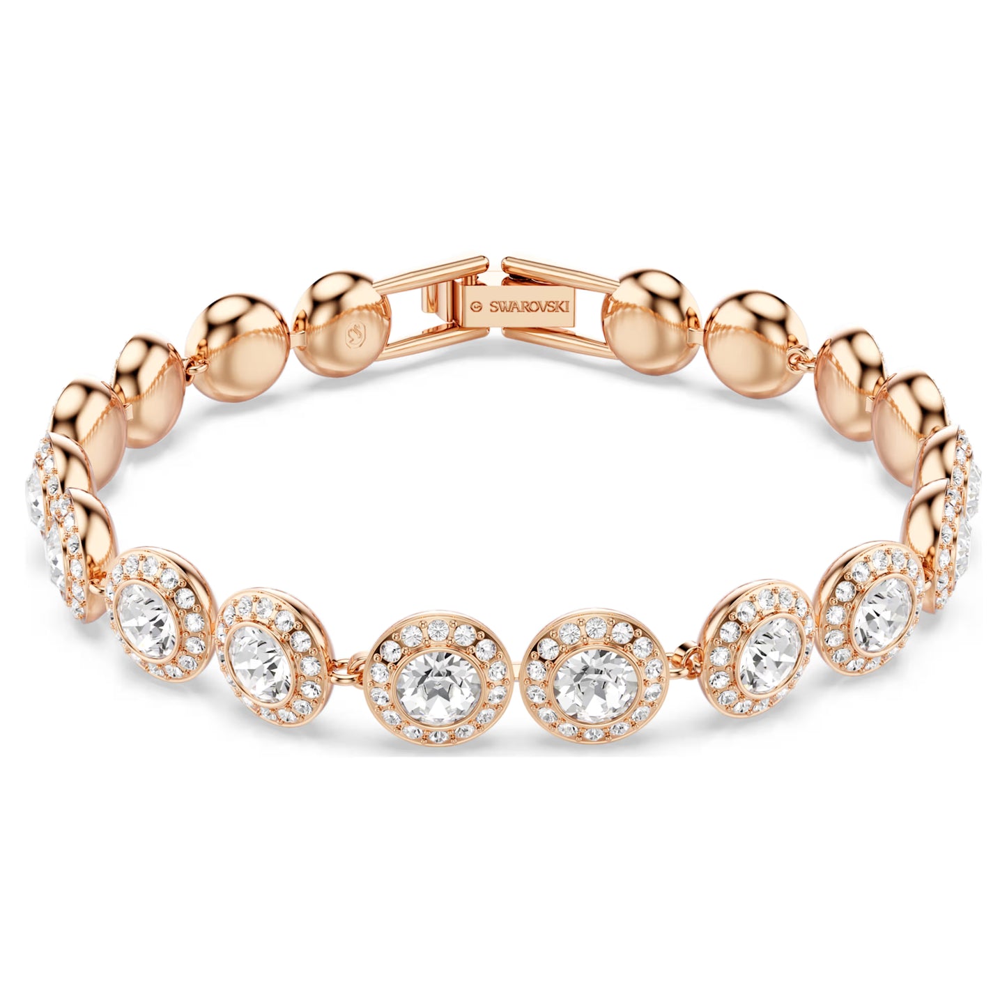 Una Angelic bracelet, Round cut, Pavé, Medium, White, Rose gold-tone plated