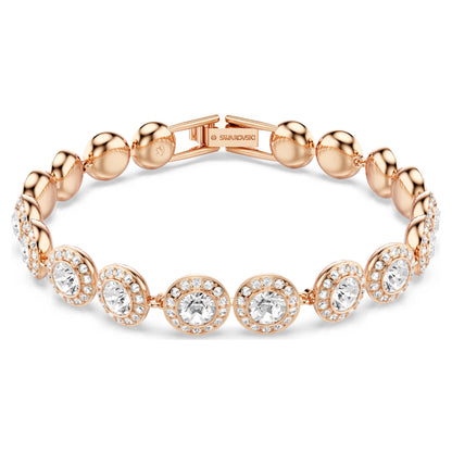 Una Angelic bracelet, Round cut, Pavé, Medium, White, Rose gold-tone plated