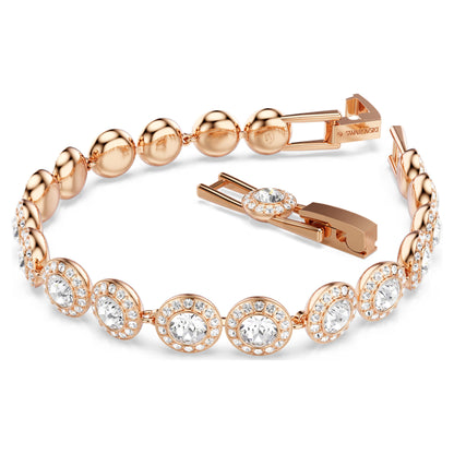Una Angelic bracelet, Round cut, Pavé, Medium, White, Rose gold-tone plated