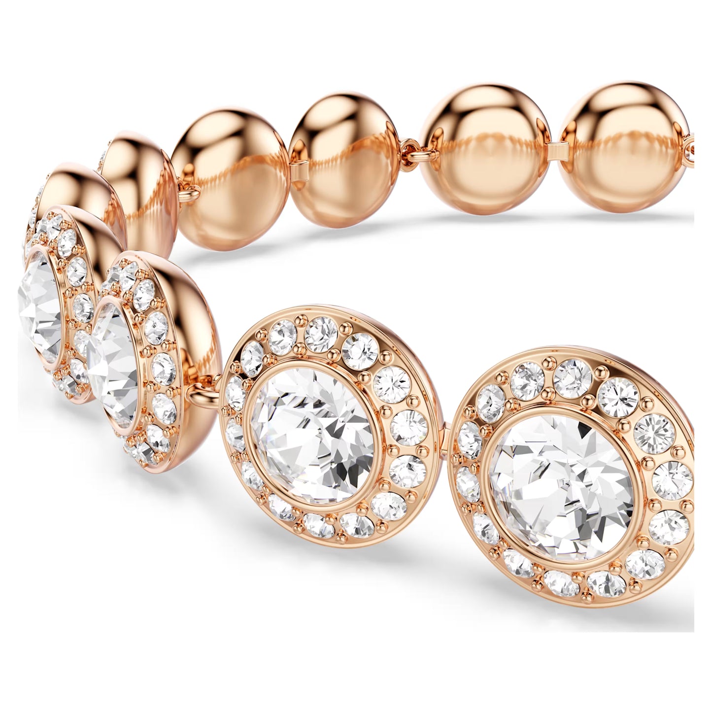 Una Angelic bracelet, Round cut, Pavé, Medium, White, Rose gold-tone plated