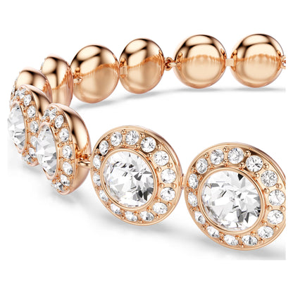 Una Angelic bracelet, Round cut, Pavé, Medium, White, Rose gold-tone plated