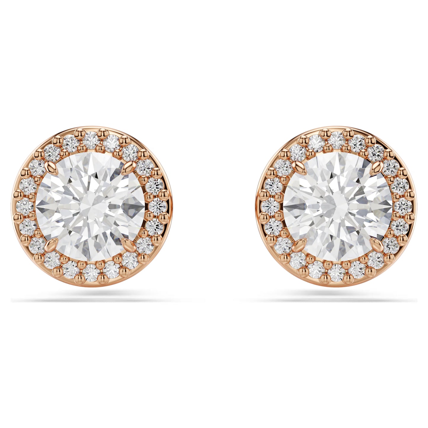Una Angelic stud earrings, Round cut, Pavé, White, Rose gold-tone plated
