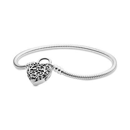 Smooth Bracelet with Regal Heart Clasp
